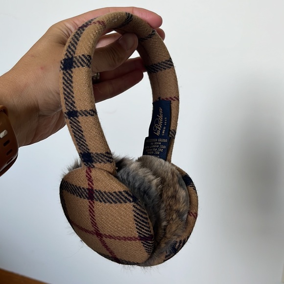 Brooks Brothers Accessories - Brooks Brothers plaid rabbit fur ear muffs